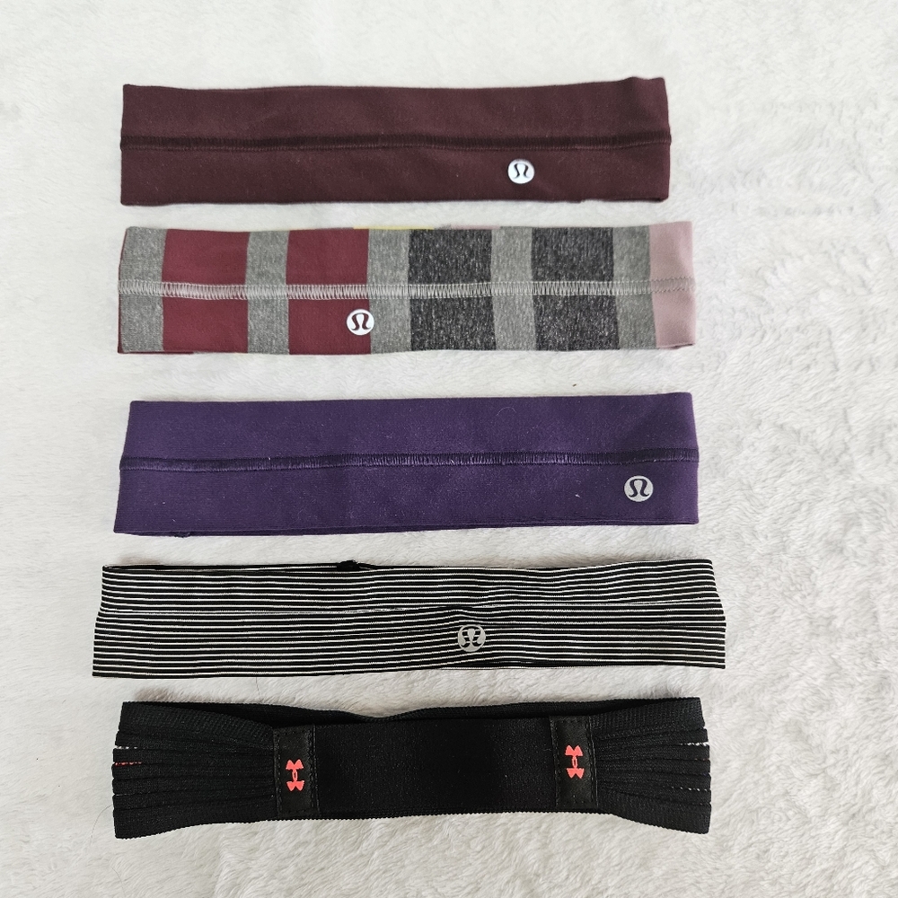 Lot of 5 Lululemon and Under Armour Athletic Headbands Multicolored - Picture 1 of 2